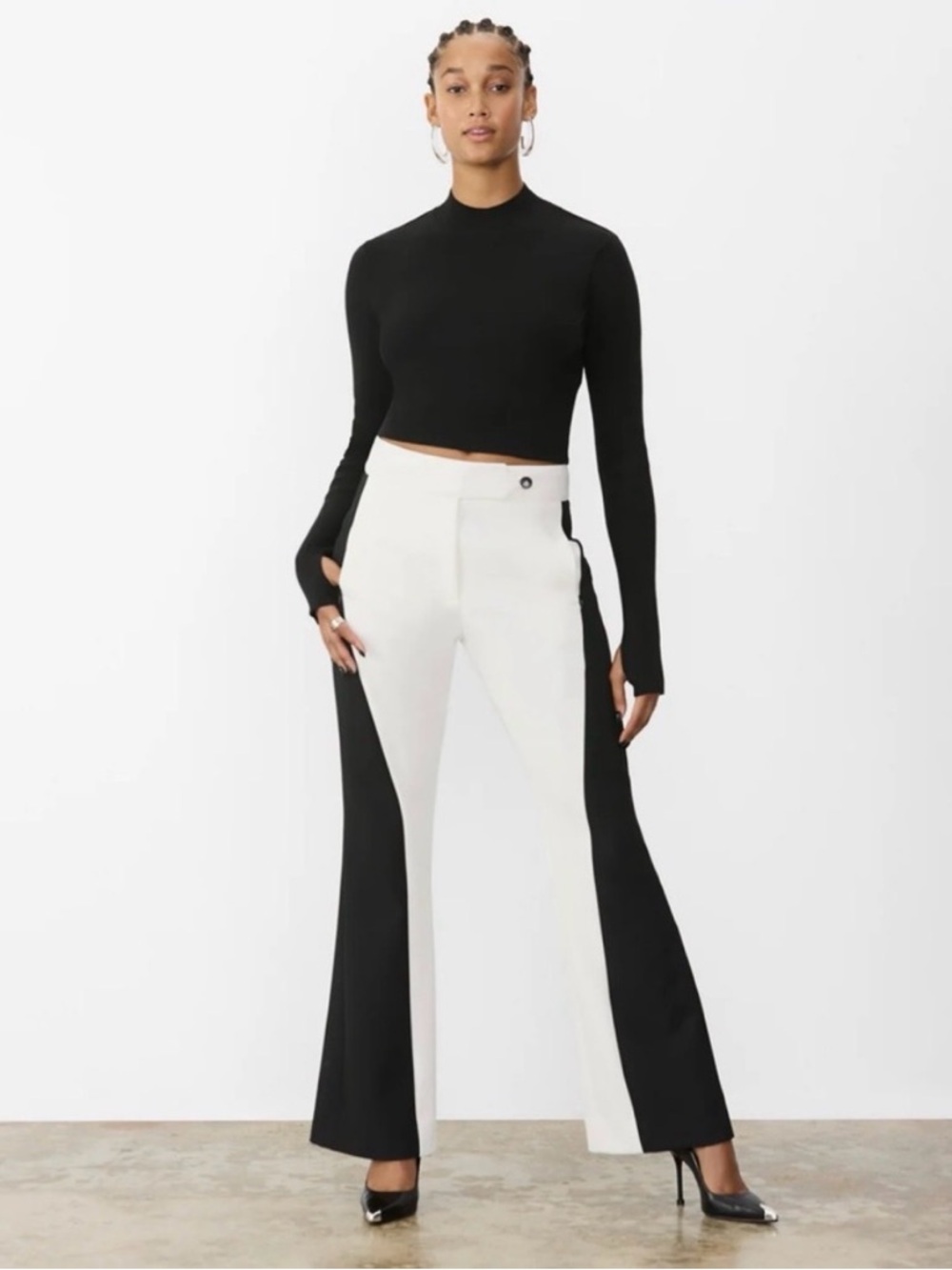 NWT GSTQ Downtown Colorblock Pants Black & Ivory Size 8 MSRP $298